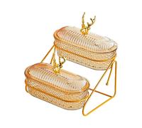 Qianly Corbeille à Fruits, Panier à Légumes, Présentoir à étages, Bol à Apéritifs, Plateau à Chocolats : Design élégant, Matériau PP Léger, Idéal pour Mariag, Ambre de wapiti