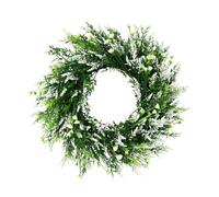 Qianly Couronne de printanière, guirlande de feuilles vertes, décoration de porte, d'intérieur et d'extérieur pour les fêtes, les escaliers, Blanc