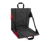 Qianly Coussin Chaise Pliable avec Dossier Léger Siège Sol avec Dossier Épais Siège Stade Portable pour Spectateurs, Campeurs, Camping, Pique-Nique, Gris Et Rouge
