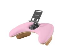 Qianly Coussin Manucure Repose-main Ongle Support Bras Téléphone Intégré En Cuir PU avec Base Bois pour Manucure Adapté Aux Instituts Usage Domestique, Rose