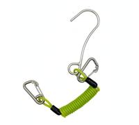 Qianly Crochet de Plongée avec Corde à Ressort Mousqueton Longe Attache Acier Marin Résistant au Sel et Gaine TPU Extensible Jusqu’à 125 Contrôlée en Courant, Vert Fluorescent, S