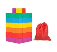 Qianly Cubes En Bois Jeu Éducatif Cubes de Tri Blocs D'Empilage Formes Géométriques Lisses et Sécuritaires pour Une Exploration Créative Adapté pour Le Jeu, 2.5 Cm 100 Pièces