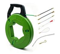 Qianly Dérouleur Tire-câbles en Fibre de Verre Passe-câble Ruban de Tirage Guide-fil Corps Compact à Poignée Intégrée et Embouts en Laiton pour Tirages, 4.5mm 45m