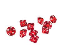Qianly Dés à Dix Faces pour Jeux de Rôle, Lot de 10 Dés, Rouge
