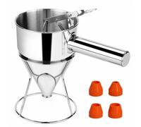 Qianly Distributeur Pâte avec Support et Buses En Silicone Acier Inoxydable Distributeur Pâte avec Support Inox Entonnoir à, 1200ml, Poignée Amovible 1200ml + 4 Embouts En Silicone
