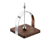 Qianly Distributeur serviettes papier table, support stable acier inoxydable 304 poli, base, barre lestée pour repas, Luxe léger, base en bois noyer (#3511)