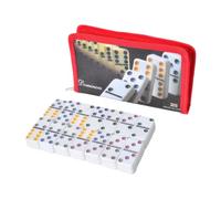 Qianly Double Six Ensemble Familial 28 Tuiles Plateau Jeu Éducatif Sac Rangement Portable Jouet Collectif Adapté Fêtes Maisons, Rouge