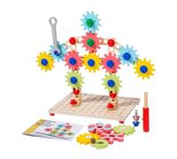 Qianly Engrenages En Bois, Blocs de Construction, Jeu de Coordination Main-œil, Cadeau D'anniversaire Coloré