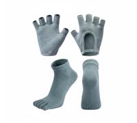 Qianly Ensemble Chaussettes et Gants de Méditation Active Portable Chaussettes à Orteils et Mitaines Antidérapantes Mitaines de Sport à Doigts Ouverts, Vert Clair