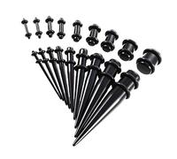 Qianly Ensemble de 18 écarteurs d'oreilles, Tunnels et Plugs en Acrylique, Bijoux de Piercing pour Adolescents et Adultes, pour Toutes Occasions, Noir