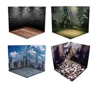 Qianly Ensemble de 4 Décors à L'échelle 1/12 pour Dioramas, Voitures Miniatures, Figurines, Poupées et Véhicules Miniatures.