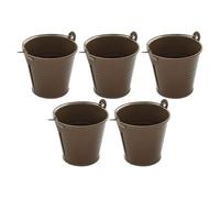 Qianly Ensemble de 5 seaux en métal pour décoration, Pots à Fleurs, Bonbons, Jardin et événements, Brun