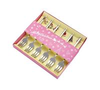 Qianly Ensemble de 6 Fourchettes de Noël, Couverts de Table, Coffret Cadeau, Fourchettes à Dessert En Acier Inoxydable, Kit de Couverts de Noël pour La Cuisi, Argent