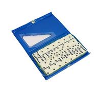 Qianly Ensemble de dominos 28 pièces Double Six dominos jeu de soirée cadeaux d'activité jeu de société numéros jeu de table pour garçons filles adolescents, Bleu