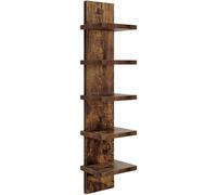 Qianly Étagère Murale Verticale en Bois à 5 Niveaux, 18,3 X 14 X 78 Cm, pour Un Gain de Place, Brun