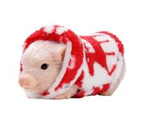 Qianly Figurine Cochon avec Capuche Réaliste Figurine Cochon Compact pour Enfants, Collectionneurs, Crèche , Rouge , 182g