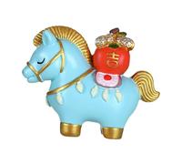 Qianly Figurine de Cheval, Petite Statuette Décorative, Jolie Décoration de Table, Décoration Feng Shui pour étagère, Bureau, Armoire, Cheval Bleu