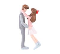 Qianly Figurine de Couple Romantique, Ornement de Noël pour Salon, Table Basse, Objet de Collection pour Chambre à Coucher, Couple Enlacé, Rose
