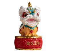 Qianly Figurine de Danse Du Lion, Statue Feng Shui de Chinois, Centre de Table Créatif En Résine, Décoration de Bureau, Ornement pour Chambre O, Bleu