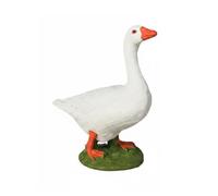Qianly Figurine Éducative Canard Jouet Oie Ferme Modèle Animal Réaliste Statue Miniature Décorative Finition Peinte à la Main Plumes Sculptées Plastique, Oie Blanche M