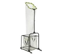 Qianly Filet d'Entraînement Volley-Ball Portable Filet Cible Support Réglable Chariot Mobile Cadre Métal Sac Collecte Ballons Adapté aux Stages Sportifs Centres Associations