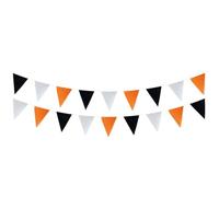 Qianly Guirlande Fanion Triangulaire Bannière Fanion Drapeau Triangle Ornement Rustique Lin Facile à Suspendre Adaptée aux Mariages Photos de Famille, Multicolore, Orange, Noir, Blanc