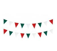 Qianly Guirlande Fanion Triangulaire Bannière Fanion Drapeau Triangle Ornement Rustique Lin Facile à Suspendre Adaptée aux Mariages Photos de Famille, Multicolore, Rouge, Vert, Blanc