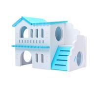 Qianly Hamster House House Playground Hideway Mini Cage pour Chinchilla Rat Dain Hamster Mouse, Bleu Blanc