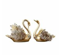 Qianly Holder Porte Bouteille Cygne Sculpture Figurine Décoration Résine Centre de Table Sophistiqué Design Symbolique d'amour Adapté aux Noces Pendaison de, Argent Champagne
