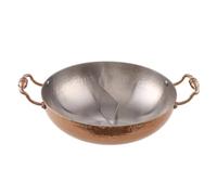 Qianly Hot Pot avec Deux Compartiments Acier Inoxydable Marmite avec Séparateur sans Mélange des Goûts Fondue Japonaise pour Familles, Cuivre, 28cm