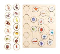 Qianly Jeu Cycle de Vie Plateau Puzzle Animaux Croissance Cartes Bois Adapté Découverte Enfants Exploration Nature Enseignement Maison Expérience, Carré