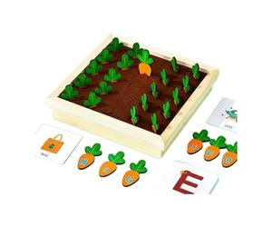 Qianly Jeu de Cueillette de Carottes Multi-Activités Plateau de Jeu Carottes en Bois Coordination Main-Œil Jardin en Bois pour Enfant pour Tout-Petits, Radis Animal Farm