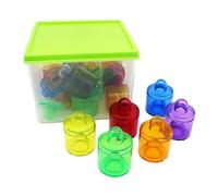Qianly Jeu D'empilage de 18 Pots Translucides de Couleurs Vives, Idéal pour Développer La Motricité Fine et La Motricité Fine Des Tout-petits.