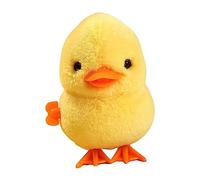 Qianly Jouet à Remonter Poussin Peluche Réaliste Mini Jouet Mécanique Simulation Poussin à Ressort Animal Peluche Miniature Matière Agréable et Robuste, Canard sauteur jaune