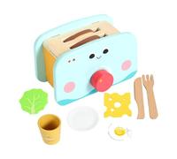 Qianly Jouet de Cuisine Set de Jeu D'Imitation avec Accessoires en Bois de Simulation Améliore Les Compétences Sociales Adapté comme Cadeau Pou, Machine A Pain