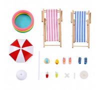 Qianly Kit Plage Miniature Pliable Scène Plage Miniature Polyvalent Mini Chaise Longue