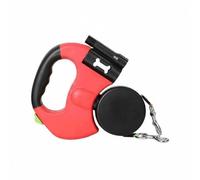 Qianly Laisse Double Anti-Emmêlement Pivotante Laisse Double Rétractable pour Chiens Taille Moyenne, Extérieur, Red
