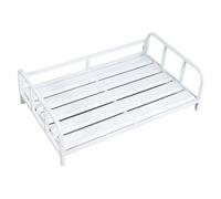 Qianly Lit surélevé pour Animaux de Compagnie avec Rails, Multifonctionnel, Confortable, Idéal pour L'extérieur et L'intérieur, en Acier Au Carbone R, Blanc