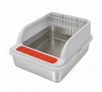 Qianly Litière Hygiénique pour Lapin Distributeur Foin Cuve en Acier Inoxydable Accessoire Propré Grille Démontable pour Rongeurs Conçu pour Domestiques Les Repos s,