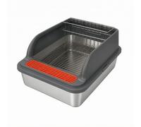 Qianly Litière Hygiénique pour Lapin Distributeur Foin Cuve en Acier Inoxydable Accessoire Propré Grille Démontable pour Rongeurs Conçu pour Domestiques Les Repos s, Foncé