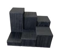 Qianly Lot 6 Présentoirs Cubiques en Bois Massif, Supports Carrés Polyvalents pour Figurines, Bijoux, Cupcakes, Étagères Exposition Étagées pour Comptoir, Vitrine, Maison, Noir