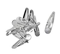 Qianly Lot de 10 Pinces à Cheveux Rondes de 12 Mm - 51 X 14 Mm / 2 X 0,55, Or blanc, 51x14mm