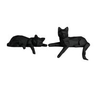 Qianly Lot de 2 Figurines de Chats, Décoration de Table, Cadeau, Objet de Collection, œuvre D'art Moderne, Statues D'animaux, Figurines de Chats, Noir