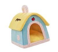 Qianly Maison pour Chat Lit pour Animaux Niche pour Petits Chiens Coussin Douillet Amovible Matériaux Velours Éponge Adaptée à L'Intérieur Repos des Chats So