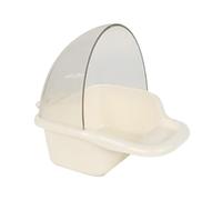 Qianly Mangeoire à Suspension pour Cage en PP Pratique Distributeur de Graines et Eau pour Perruches et Perroquets Semi-fermée, Beige