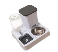 Qianly Mangeoire Automatique pour Animal de Compagnie, Dispositif d'alimentation Détachable, Séparation Sèche et Humide, Ensemble d'alimentation et D'abreuvo, Gris Blanc