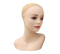 Qianly Mannequin Tête de Présentation Support Épaules Femme Modèle Maquillé PVC Léger Porte Perruque Socle Stable Utilisation Polyvalente Adapté à Présentati, 34 cm