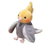 Qianly Marionnette à Main Perroquet, Jouet éducatif, 20 Cm, Peluche Douce et Mignonne, Oiseau en Peluche pour Spectacles et Activités Théâtrales, Jaune et Gris