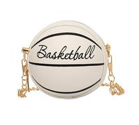 Qianly Mini Sac à Balle Rond en Forme de Basket-Ball pour Les Vacances en, Blanc
