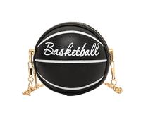 Qianly Mini Sac à Balle Rond en Forme de Basket-Ball pour Les Vacances en, Noir